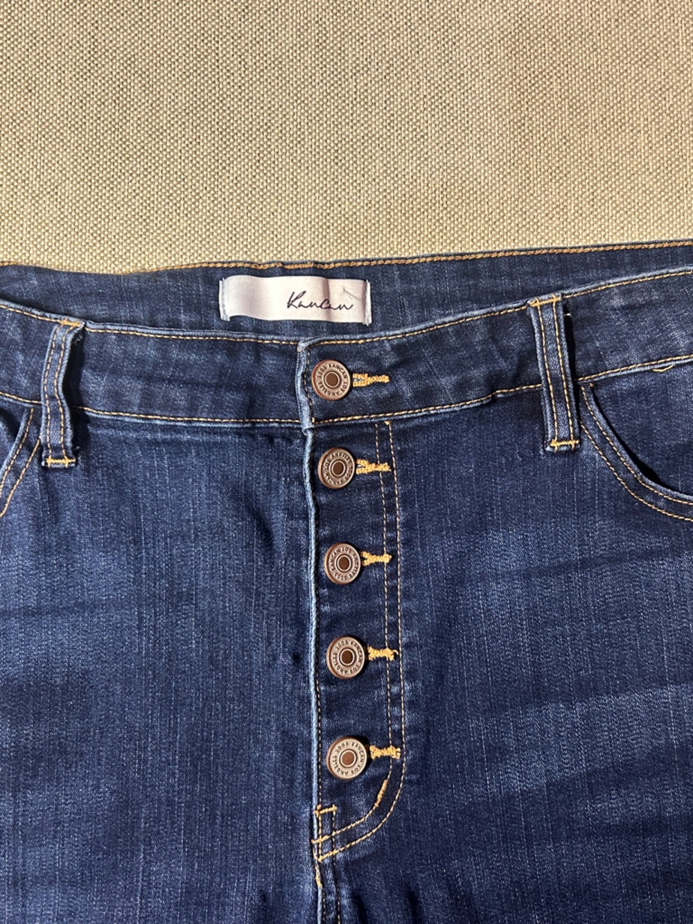 Kancan Ladies  Dark Indigo Slim Straight Jeans with Button Fly